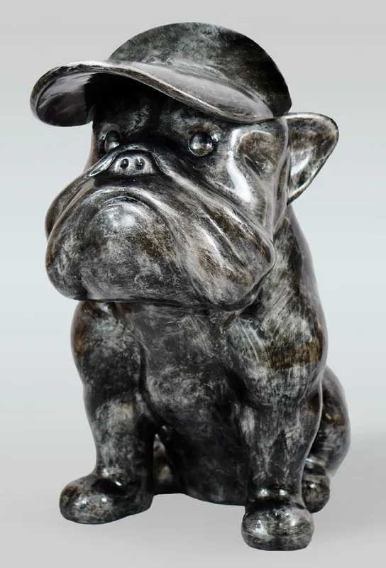 Casa Padrino escultura decorativa XXL de lujo perro bulldog plata antiguo A. 100 cm - Figura decorativa grande - Decoración de salón XXL - Decoración de jardín XXL Neue Kollektion