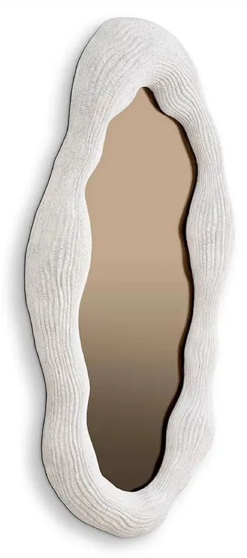 Casa Padrino espejo de lujo blanco / bronce 71 x 6 x A. 123 cm - Espejo de pared de diseño ovalado - Espejo de guardarropa - Espejo de dormitorio - Calidad de lujo Mega-Angebot
