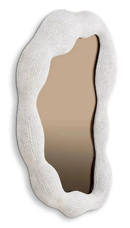 Casa Padrino espejo de lujo blanco / bronce 61 x 6 x A. 79 cm - Espejo de pared de diseño ovalado - Espejo de guardarropa - Espejo de dormitorio - Calidad de lujo Garantierte Lieferung