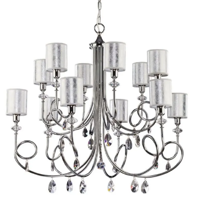 Direktkauf Casa Padrino araña de luces de cristal barroco de lujo plata Ø 95 x A. 75 cm - Magnífica lámpara de araña de salón de estilo barroco - Noble y magnífica