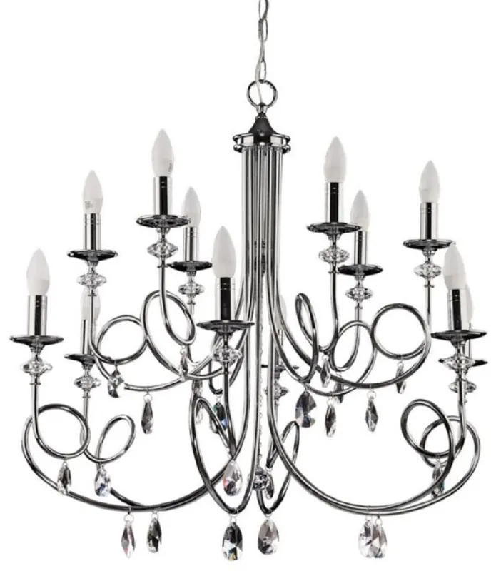 Neu Casa Padrino araña de luces de cristal barroco de lujo plata Ø 90 x A. 75 cm - Magnífica lámpara de araña de salón de estilo barroco - Noble y magnífica