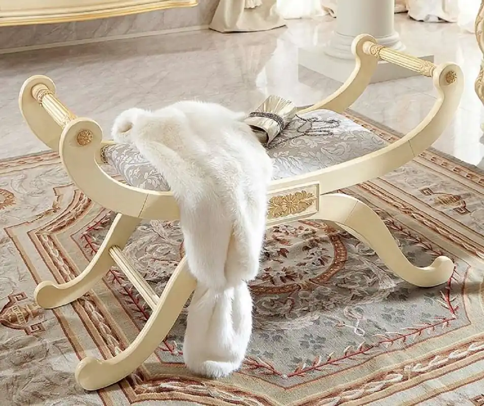 Knallerangebot Casa Padrino banco barroco de lujo crema / oro / gris - Banco de estilo barroco hecho a mano - Muebles barrocos italianos - Muebles de lujo estilo barroco - Calidad de lujo - Hecho en Italia