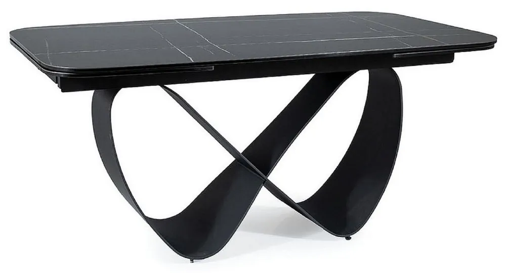 Preisreduziert Casa Padrino mesa de comedor de lujo negro / negro mate 160-240 x 95 x A. 76 cm - Mesa de cocina extensible con tablero de cerámica de vidrio templado - Muebles de comedor de lujo