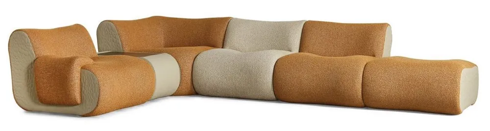 Zertifiziert Casa Padrino sofá esquinero de lujo marrón / crema / gris 340 x 232 x A. 72 cm - Sofá modular de salón de 6 piezas - Sofá de hotel - Muebles de salón - Muebles de hotel - Muebles de lujo