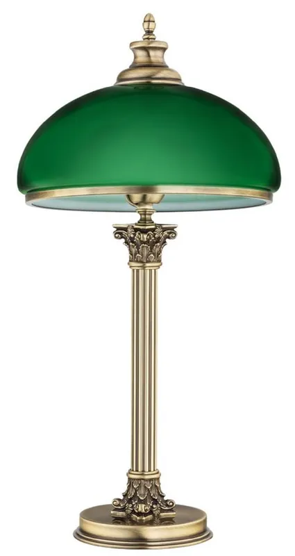 Finale Aktion Casa Padrino lámpara de mesa barroco de de lujo latón con pátina / verde Ø 30 x A. 60 cm - Lámpara de escritorio redonda de latón con pantalla de vidrio - Luces barrocos