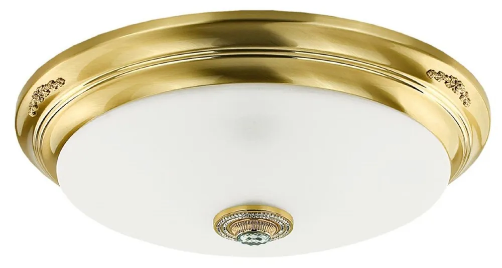 Aktuell Casa Padrino lámpara de techo de cristal barroco de lujo oro / blanco Ø 60 x A. 20 cm - Lámpara de techo redonda de salón de estilo barroco - Luces barrocos - Muebles barrocos