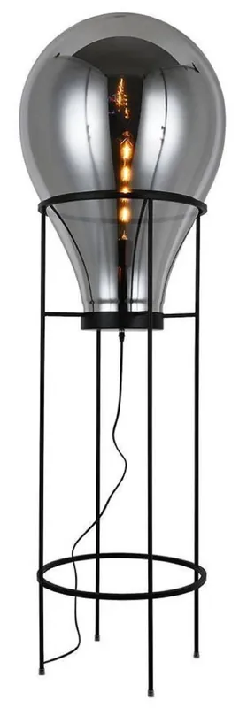 Saisonangebot Casa Padrino lámpara de pie de lujo gris / negro Ø 50 x A. 158 cm - Lámpara de pie redonda de metal con pantalla de vidrio - Lámparas de pie de lujo - Lámparas de lujo - Interior de lujo