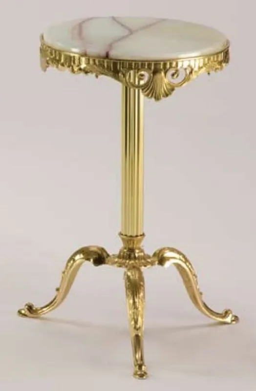 Jetzt Bestellen Casa Padrino mesa auxiliar barroco de lujo crema / oro Ø 32 x A. 50 cm - Mesa redonda de latón con tablero de piedra artificial de ónix - Muebles barrocos - Calidad de lujo - Hecho en Italia