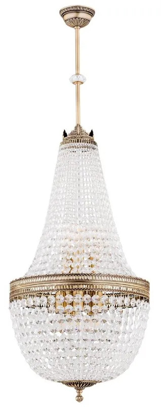 Wochenendangebot Casa Padrino araña de luces de cristal barroco de lujo latón con pátina Ø 40 x A. 95 cm - Lámpara de araña de salón redonda de estilo barroco - Noble y magnífica