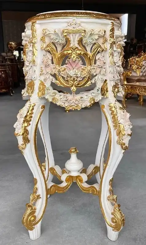 Casa Padrino columna barroco con tapa de mármol blanco / rosa / oro - Magnífica mesa de flores de madera maciza de estilo antiguo - Muebles de salón en estilo barroco - Muebles barrocos Beliebt