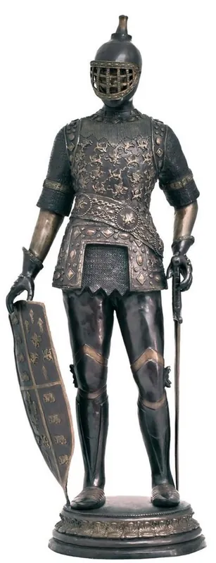 Günstig Casa Padrino escultura medieval decorativa de lujo en bronce caballero con espada y escudo 74 x 56 x A. 193 cm - Gran figura decorativa de bronce - Accesorios decorativos medievales
