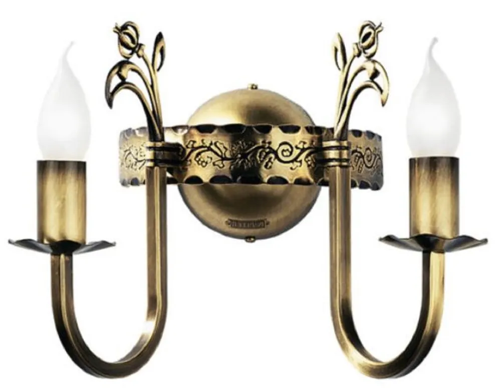 Garantierte Lieferung Casa Padrino lámpara de pared doble barroco latón con pátina 28 x 24 x A. 25 cm - Lámpara de pared de metal de estilo barroco - Luces barrocos - Noble y magnífica