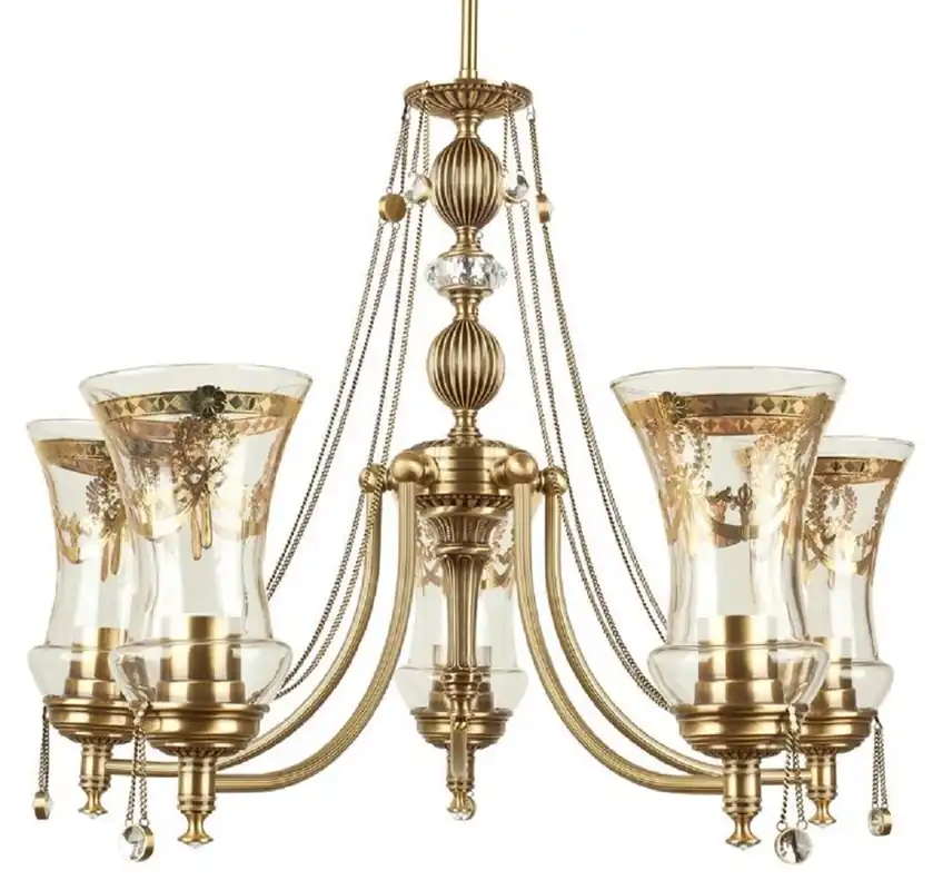 Casa Padrino araña de luces de cristal barroco de lujo latón con pátina Ø 60 x A. 60 cm - Magnífica lámpara de araña de salón de estilo barroco - Noble y magnífica Neue Kollektion