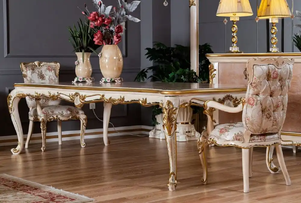 Pompöös de Casa Padrino conjunto de comedor barroco de lujo Provenza beige / blanco / oro - Muebles de comedor de estilo barroco Pompöös diseñados por Harald Glööckler Sale