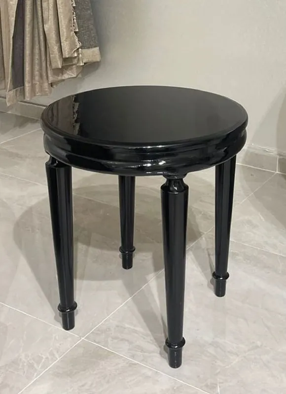 Casa Padrino mesa auxiliar barroco de lujo negro - Mesa de madera maciza redonda en estilo barroco - Muebles de salón de lujo en estilo barroco - Muebles barrocos - Noble y Magnífica Echt