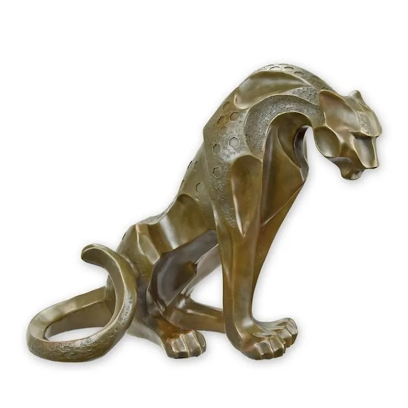 Garantierte Lieferung Casa Padrino escultura de bronce de lujo Jaguar modernismo 37 x 28,9 cm - Escultura moderna Art Déco