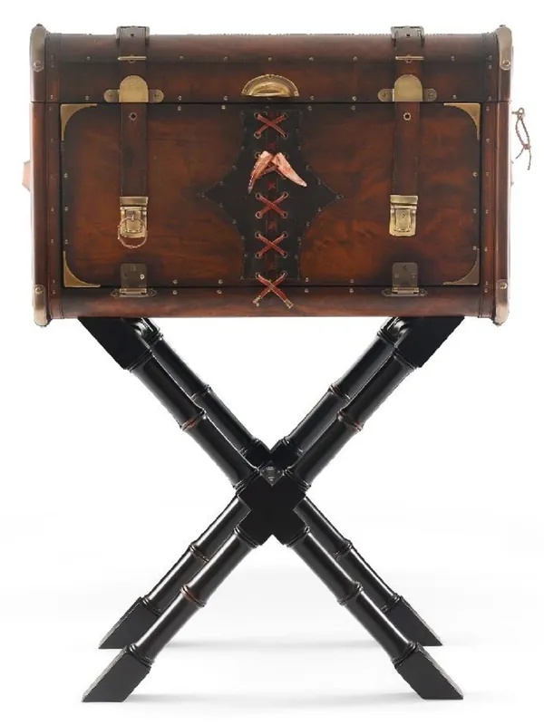 Mega-Angebot Casa Padrino minibar de cuero de lujo con aspecto de maleta marrón / negro / latón 45,5 x 45,5 x A. 73 cm - Minibar de cuero genuino - Muebles de cuero genuino - Muebles de lujo aspecto de maleta
