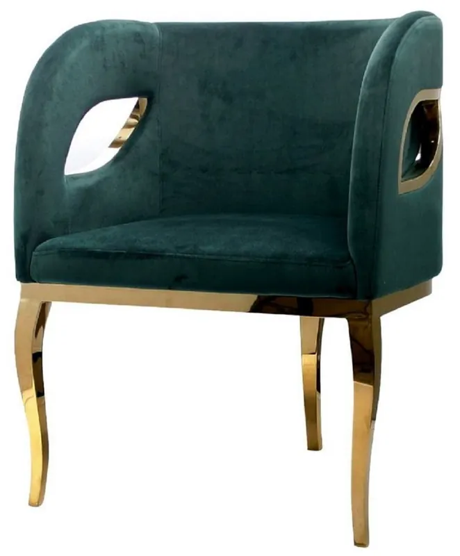 Casa Padrino sillón de terciopelo de lujo verde / oro 78 x 55 x A. 59 cm - Sillón de salón - Muebles de salón - Muebles de hotel - Muebles de lujo - Interiores de salón - Interiores de lujo Sonderangebot
