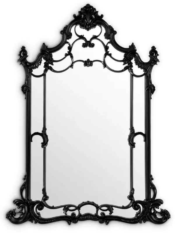 Neue Kollektion Casa Padrino espejo de caoba barroco de lujo negro - Magnífico espejo de pared de estilo barroco fabricado en madera de caoba tallada a mano - Magníficos muebles barrocos - Noble y Magnífico