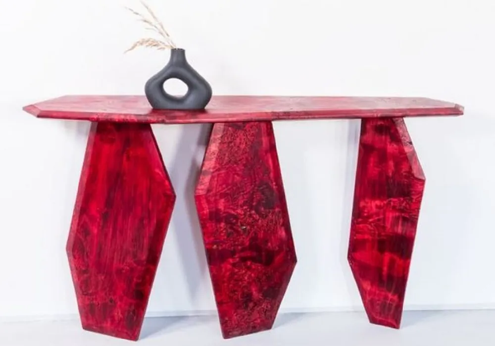 Casa Padrino consola de lujo rojo 154 x 40 x A. 80 cm - Mesa consola de madera con vetas - Muebles de salón - Muebles de lujo - Interiores de lujo Aktuell