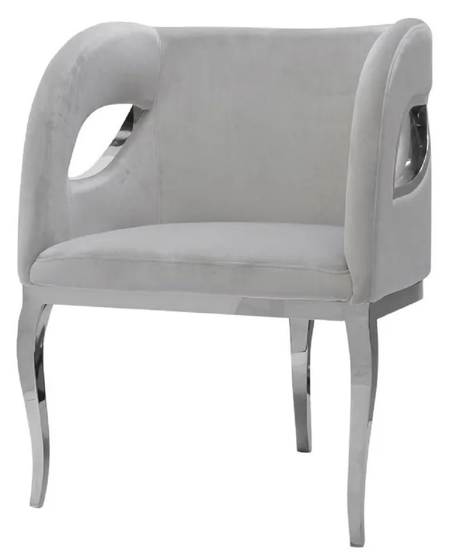Casa Padrino sillón de terciopelo de lujo gris / plata 78 x 55 x A. 59 cm - Sillón de salón - Muebles de salón - Muebles de hotel - Muebles de lujo - Interiores de salón - Interiores de lujo Neu