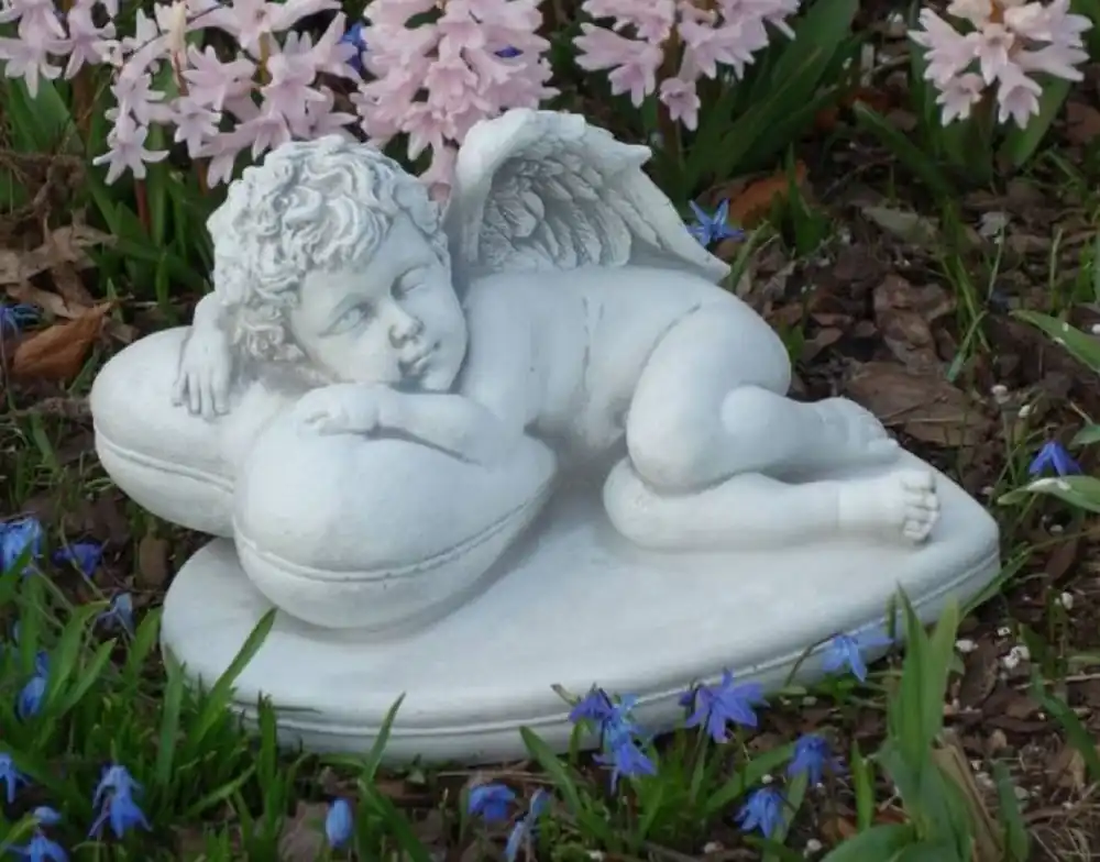 Casa Padrino escultura decorativa Art Nouveau ángel gris 26 x 22 x A. 15 cm - Elegante figura decorativa de piedra - Decoración de salón - Decoración de jardín Neu