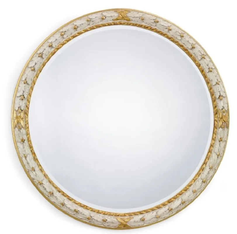 Casa Padrino espejo barroco de lujo blanco / oro - Espejo de pared redondo de estilo barroco italiano - Muebles de lujo en estilo barroco - Hecho en Italia Preiswert