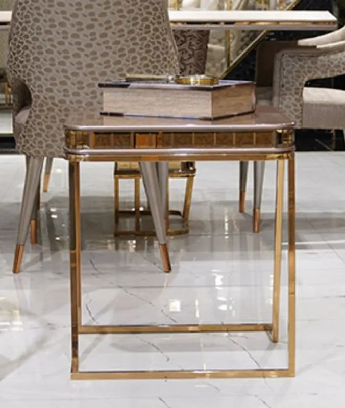 Direkt Vom Hersteller Casa Padrino mesa auxiliar de lujo gris / oro - Mesa auxiliar de salón cuadrada - Muebles de sala - Muebles de hotel - Muebles de lujo