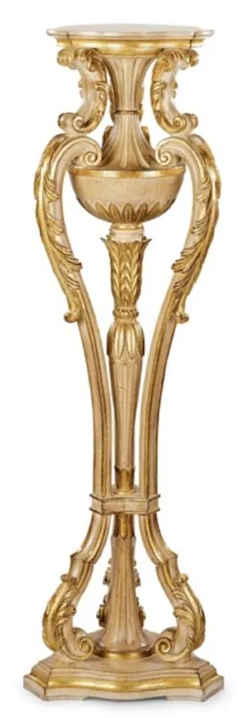 Angebot Casa Padrino pilar barroco de lujo crema / oro - Magnífica columna decorativa de madera maciza - Mobiliario de Hotel - Mobiliario de Castillo - Hecho en Italia - Calidad de Lujo