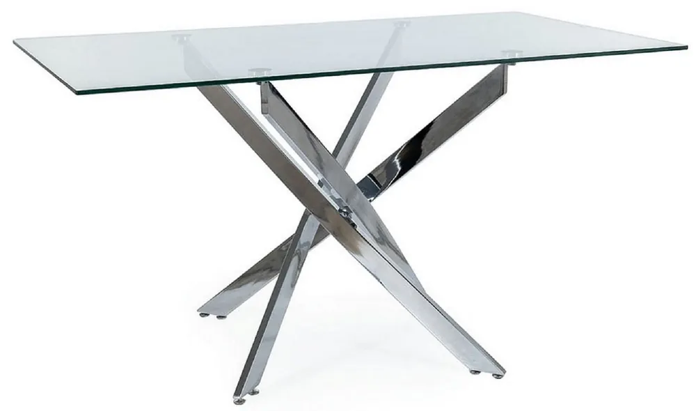 Casa Padrino mesa de comedor de lujo plata 140 x 80 x A. 75 cm - Mesa de comedor rectangular con tapa de vidrio templado - Muebles de comedor - Muebles de cocina Preiswert