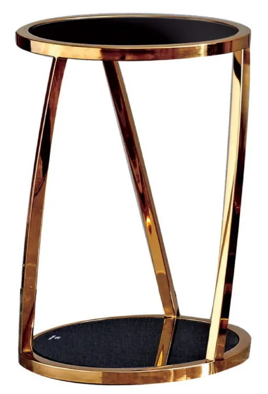 Casa Padrino mesa auxiliar de lujo oro / negro Ø 35 x A. 50 cm - Mesa floral redonda de acero inoxidable con tapas de cristal tintado - Muebles de salón - Muebles de lujo Neuheit
