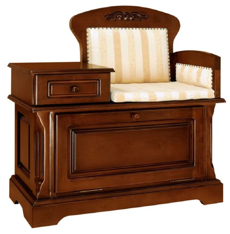 Preis Gesenkt Casa Padrino banco telefónico barroco de lujo marrón / blanco / oro - Gabinete de recibidor de madera maciza de estilo barroco hecho a mano con banco - Muebles barrocos