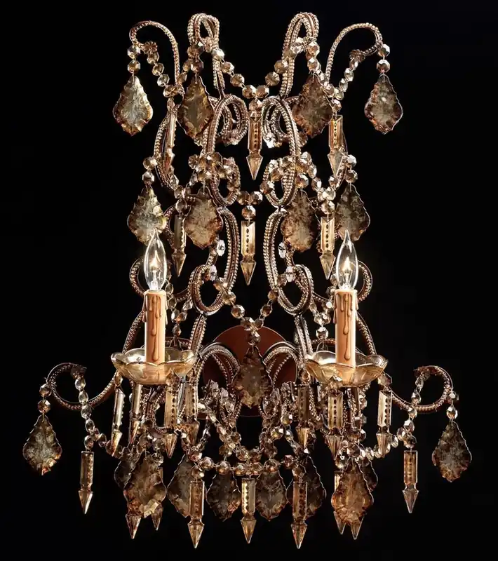 Casa Padrino lámpara de pared doble de cristal barroco de lujo plata antigua / bronce 30 x 30 x A. 65 cm - Magnífica lámpara de pared de estilo barroco con cristal - Hecho en Italia Ausverkauf