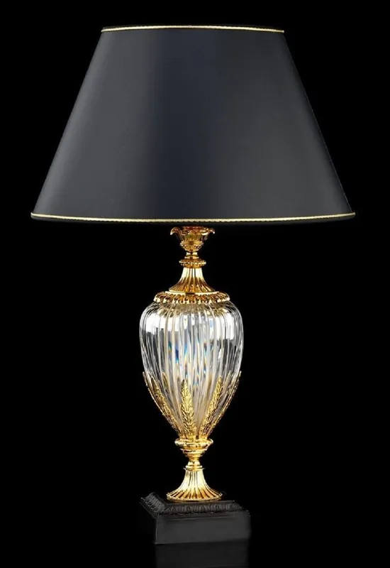 Jetzt Bestellen Casa Padrino lámpara de mesa de cristal barroco de lujo oro / negro Ø 40 x A. 63 cm - Magnífica lámpara de escritorio de estilo barroco - Calidad de lujo - Hecho en Italia