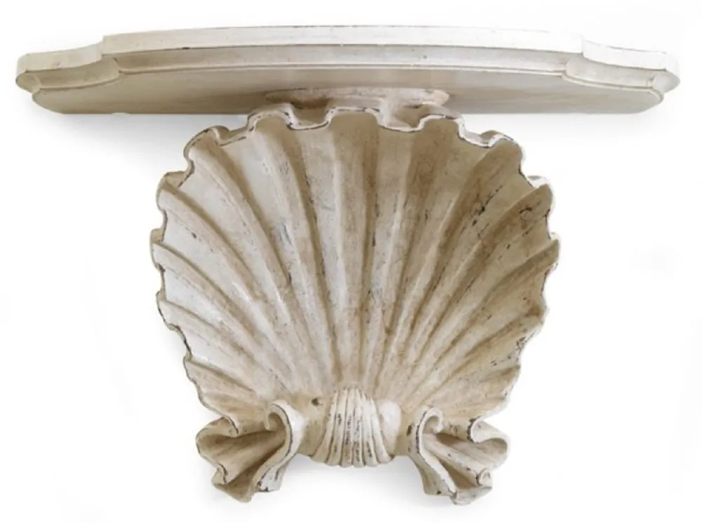 Must-Have Casa Padrino consola de pared barroco de lujo crema blanco antiguo - Magnífica consola de decoración de pared de madera maciza en estilo barroco - Muebles barrocos - Hecho en Italia