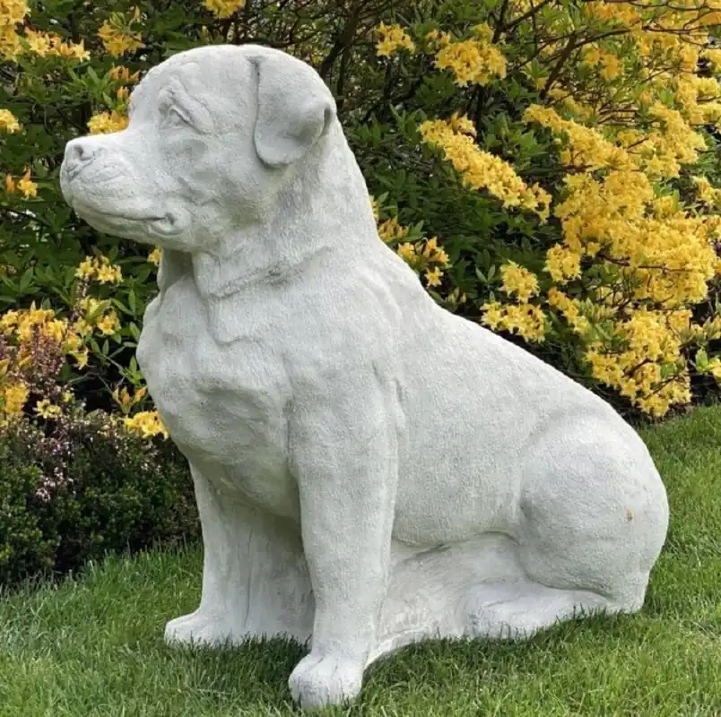 Sonderaktion Casa Padrino escultura decorativa de jardín perro golden retriever gris 55 x 32 x A. 77 cm - Elegante figura decorativa de piedra de jardín - Figura decorativa de animal - Accesorios de jardín