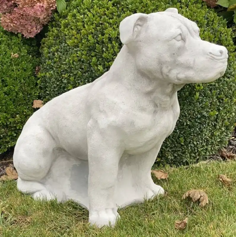 Casa Padrino escultura decorativa de jardín perro bull terrier gris 44 x 30 x A. 63 cm - Elegante figura decorativa de piedra de jardín - Figura decorativa de animal - Accesorios de jardín Schneller Versand