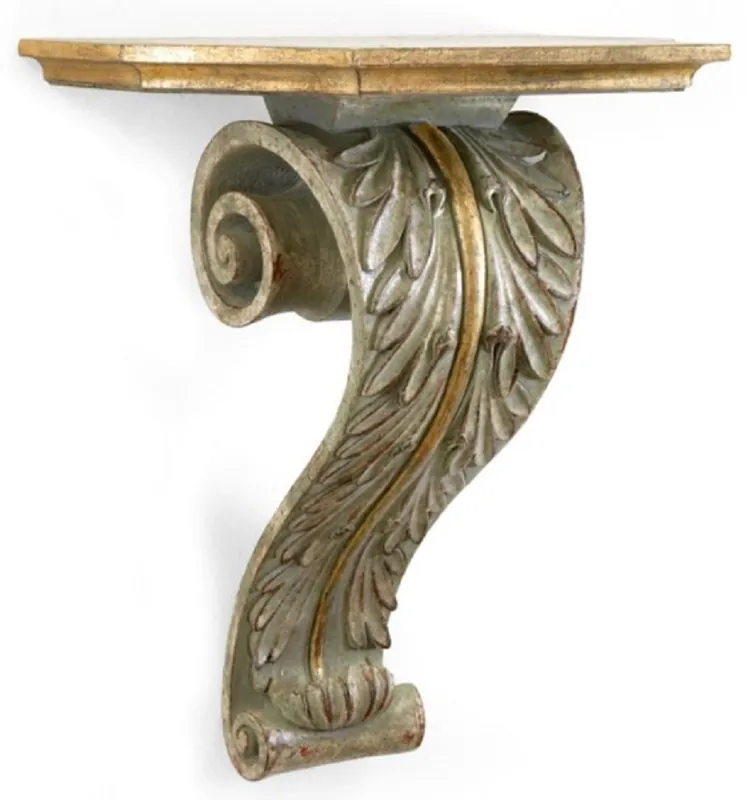 Casa Padrino consola de pared barroco de lujo plata gris antiguo / oro antiguo - Magnífica consola de decoración de pared de madera maciza en estilo barroco - Muebles barrocos - Hecho en Italia Must-Have