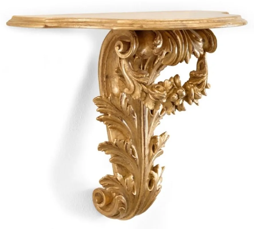 Casa Padrino consola de pared barroco de lujo oro antiguo - Consola de decoración de pared hecha a mano de madera maciza en estilo barroco - Decoración de pared barroco italiana - Hecho en Italia Bestseller