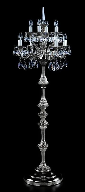Casa Padrino lámpara de pie de cristal barroco de lujo plata Ø 56 x A. 152 cm - Magnífica lámpara de pie de latón con cristal de Bohemia - Luces de cristal barroco - Calidad de Lujo Rabatt