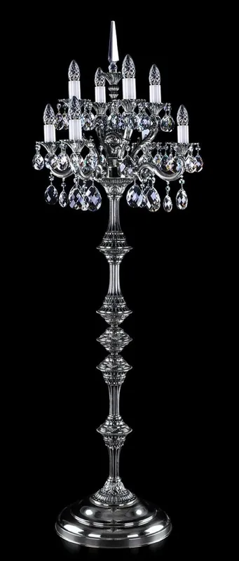 Geprüft Casa Padrino lámpara de pie de cristal barroco de lujo plata antigua Ø 56 x A. 152 cm - Magnífica lámpara de pie de latón con cristal de Bohemia - Luces de cristal barroco - Calidad de Lujo