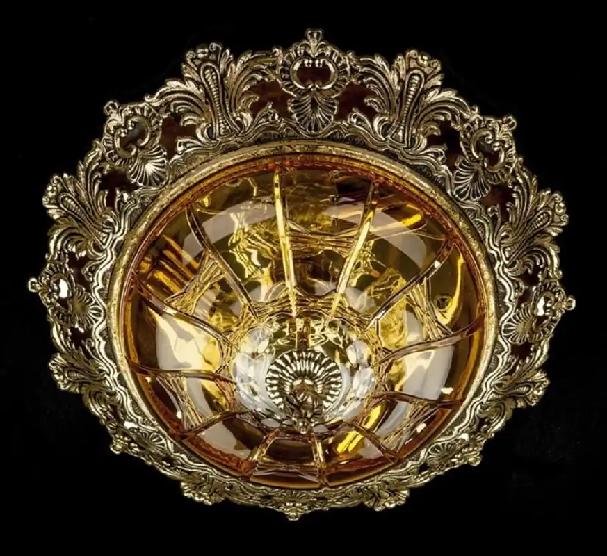 Ausverkauf Casa Padrino lámpara de techo barroco de lujo latón antiguo / oro / amarillo / marrón Ø 47 x A. 21 cm - Magnífica lámpara de techo de estilo barroco - Luces barrocos