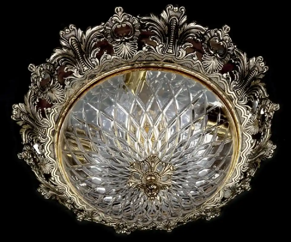 Meistverkauft Casa Padrino lámpara de techo barroco de lujo latón antiguo Ø 47 x A. 21 cm - Lámpara de techo redonda de estilo barroco - Luces barrocos