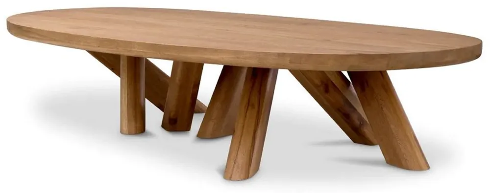 Ausverkauf Casa Padrino mesa de centro de lujo de madera maciza marrón 170 x 85 x A. 35 cm - Mesa de salón ovalada de madera de roble - Muebles de salón - Muebles de lujo - Calidad de lujo