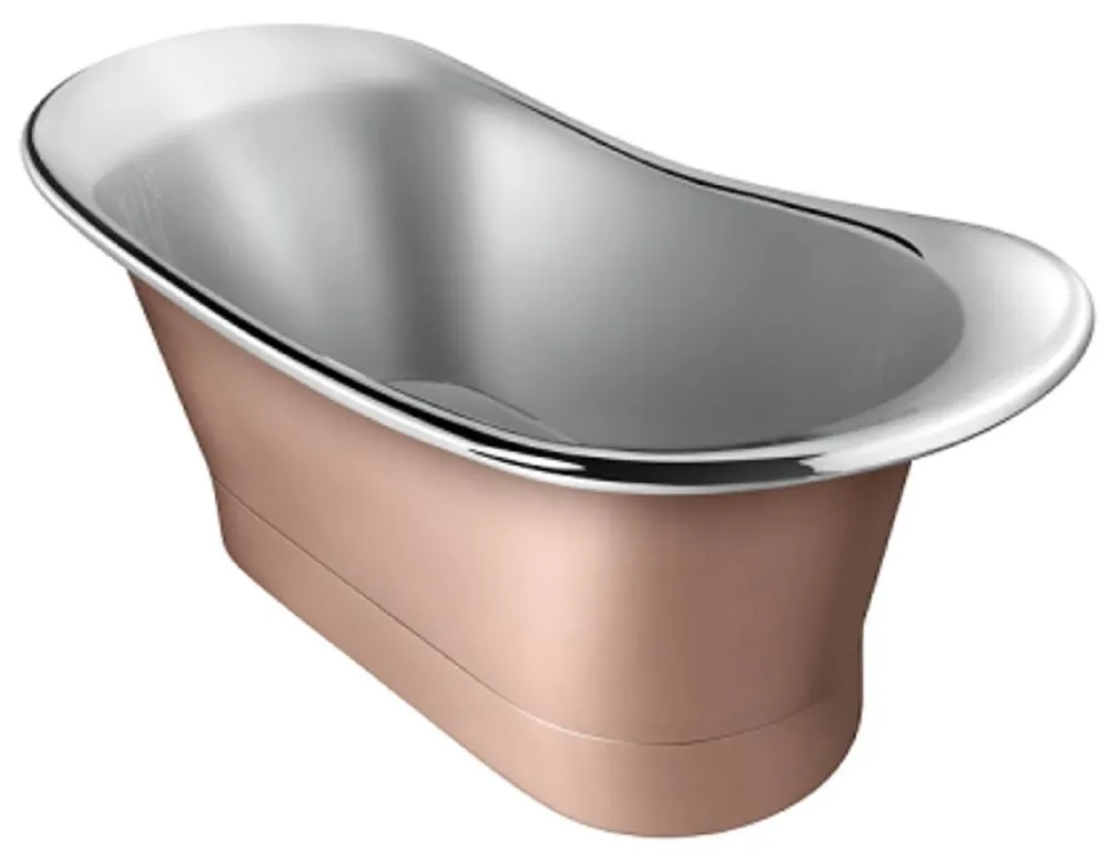 Expressversand Casa Padrino bañera de cobre Art Nouveau de lujo plata / cobre 172,7 x 71,1 x A. 71,1 cm - Bañera retro independiente - Muebles de baño de cobre rústicos