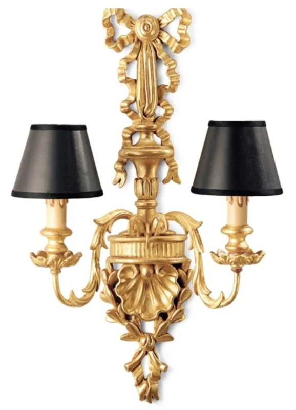 Preisknaller Casa Padrino lámpara de pared doble barroco de lujo oro / negro 35 x 18 x A. 62 cm - Magnífica lámpara de pared estilo barroco - Noble y Magnífica - Calidad de Lujo - Hecho en Italia
