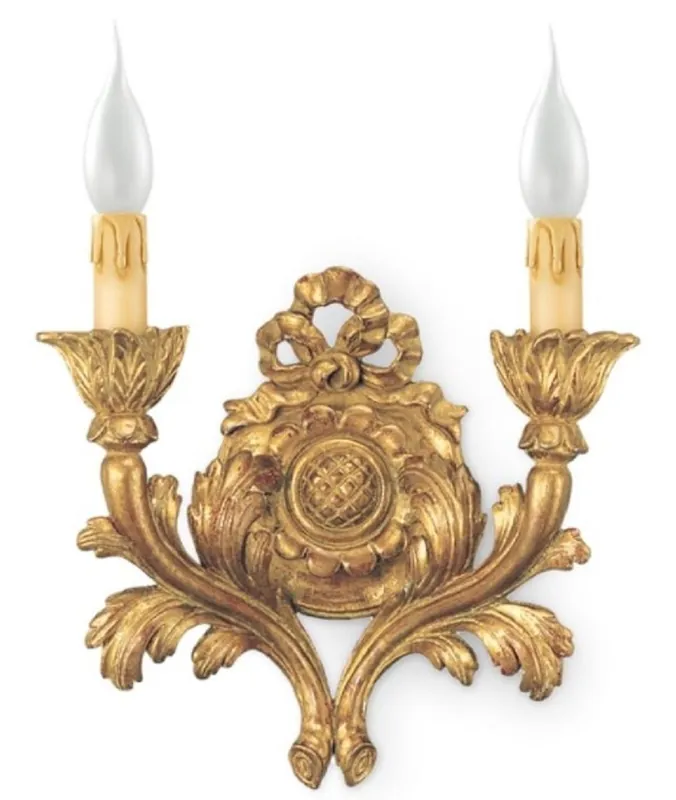 Casa Padrino lámpara de pared doble barroco de lujo oro antiguo 31 x 14 x A. 30 cm - Magnífica lámpara de pared estilo barroco - Noble y Magnífica - Calidad de Lujo - Hecho en Italia Preisreduziert
