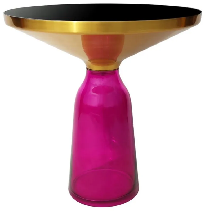 Casa Padrino mesa auxiliar de lujo negro / oro / púrpura Ø 50 x A. 53 cm - Mesa redonda de vidrio - Muebles de salón - Muebles de lujo Abverkauf