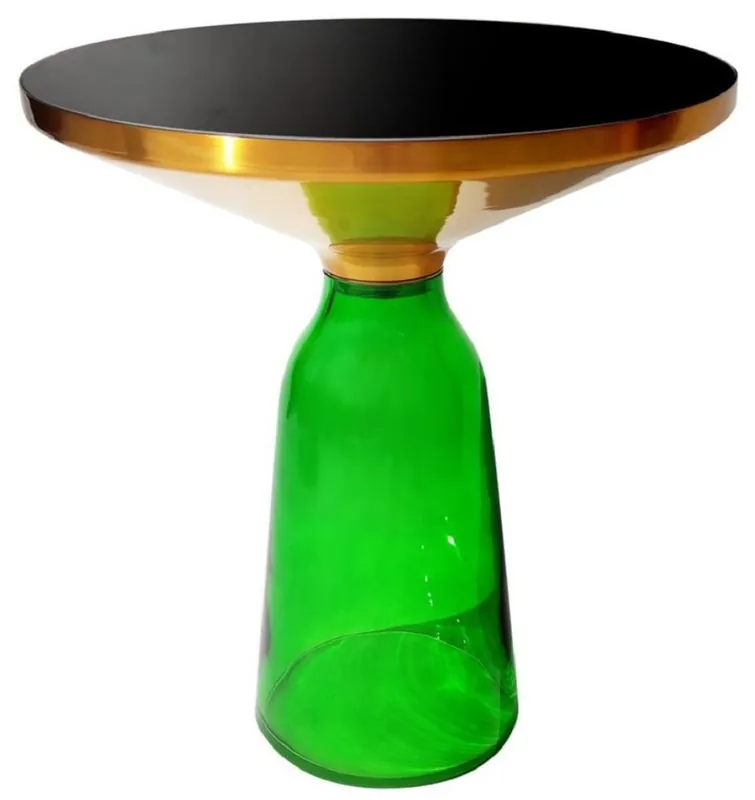 Casa Padrino mesa auxiliar de lujo negro / oro / verde Ø 50 x A. 53 cm - Mesa redonda de vidrio - Muebles de salón - Muebles de lujo Top-Preis