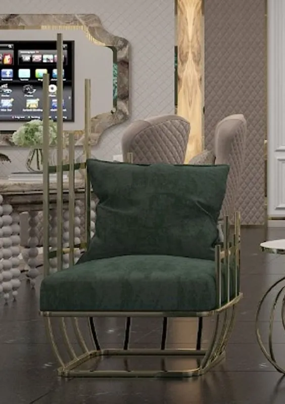 Casa Padrino sillón de diseño de lujo lado izquierdo con cojines verde / oro 68 x 68 x A. 153 cm - Muebles de salón - Muebles de hotel - Muebles de lujo Sichere Zahlung